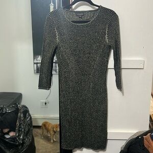 Black and gold ribbed sweater dress size large by metaphor